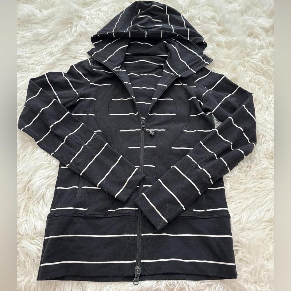 lululemon athletica Black and White Striped Hoodie